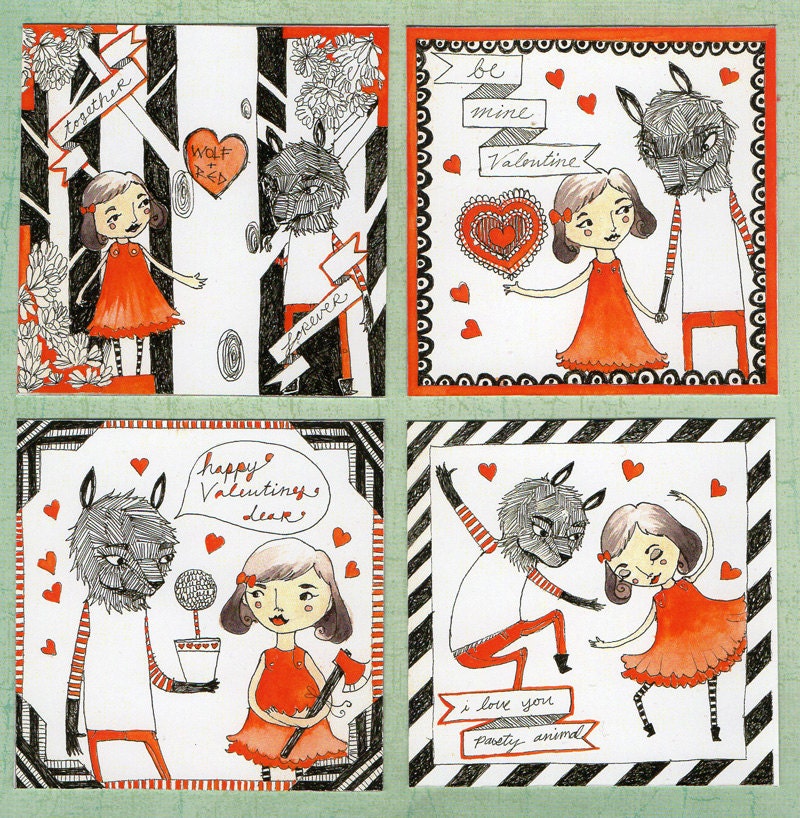 Little Red and the Wolf Handmade Valentines