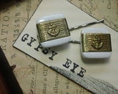 Anchors Away - pin up inspired vintage button bobby pins