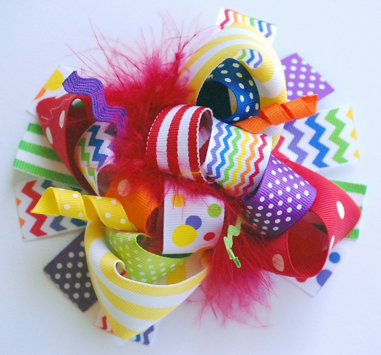 boutique FUNKY fun RAINBOW brights CHEVRON hair bow clip