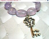 Sale 25% Off Charmed Lavender Amethyst and Key Charm Bracelet