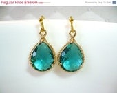 Sale 25% Off Blue Lagoon Faceted Glass Teradrop Earrings with Rope Design