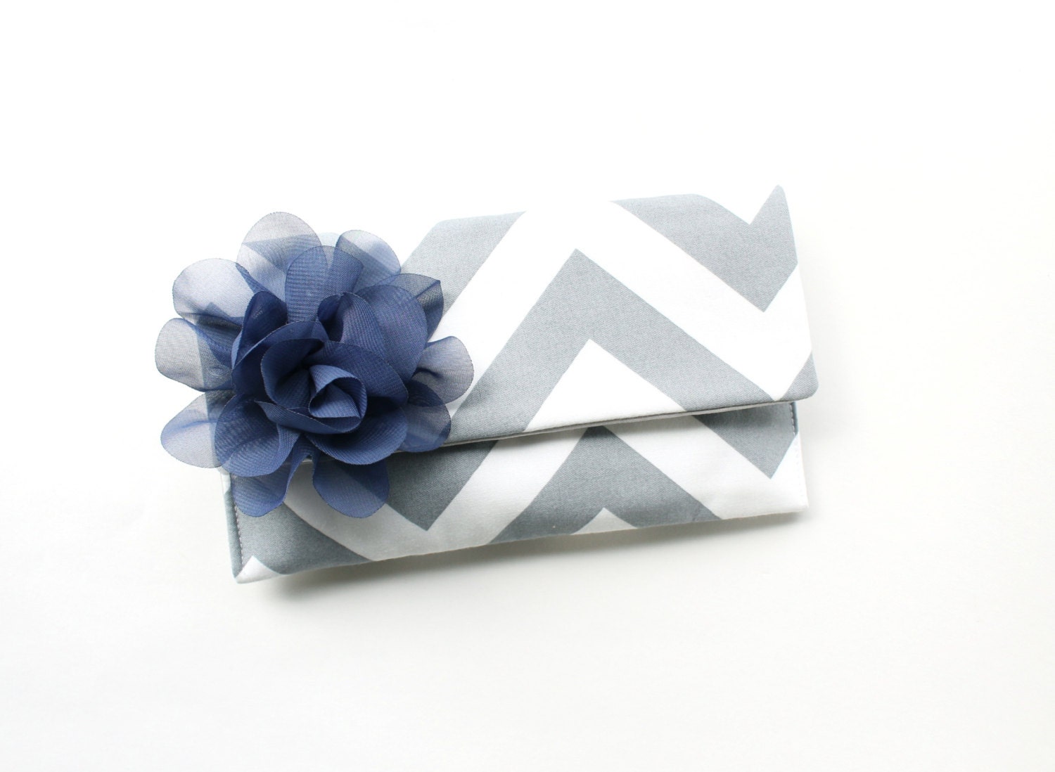 Chevron Clutch, Bridesmaid Clutch, Gray and Navy Blue, Bridal Clutch Purse, Wedding Clutch, Personalized Colors