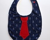 Baby Bib Tie Bib Boy Nautical Anchor Navy Over-sized Bib - sallysarah