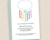 Rainbow Cloud and Hearts - Baby Shower Invitation
