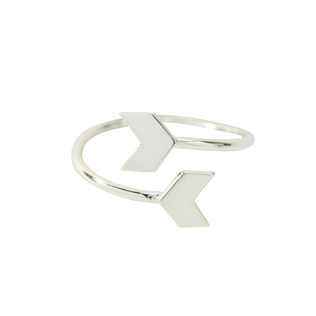 Double arrow ring- sterling silver ring- chevron ring