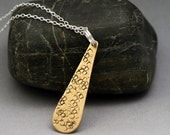 Gold Teardrop Pendant Necklace - Pebbles Texture