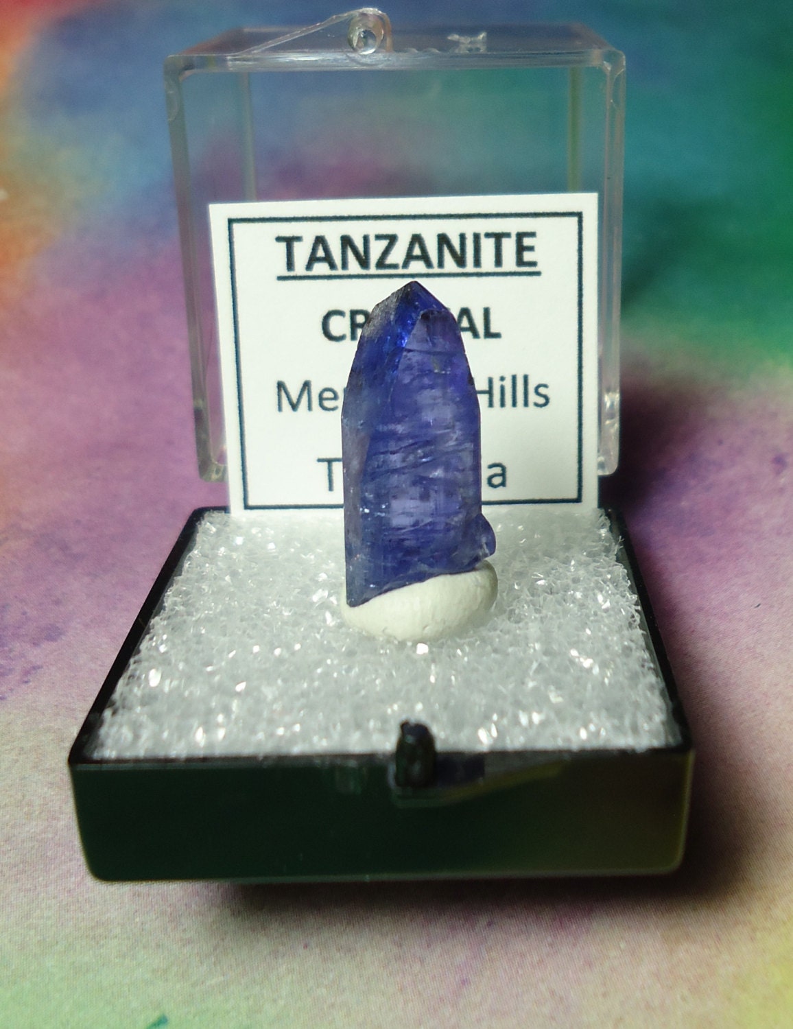 TANZANITE Natural 2 Gram Terminated Periwinkle Blue Gemstone Crystal In Perky Mineral Specimen Box From Tanzania