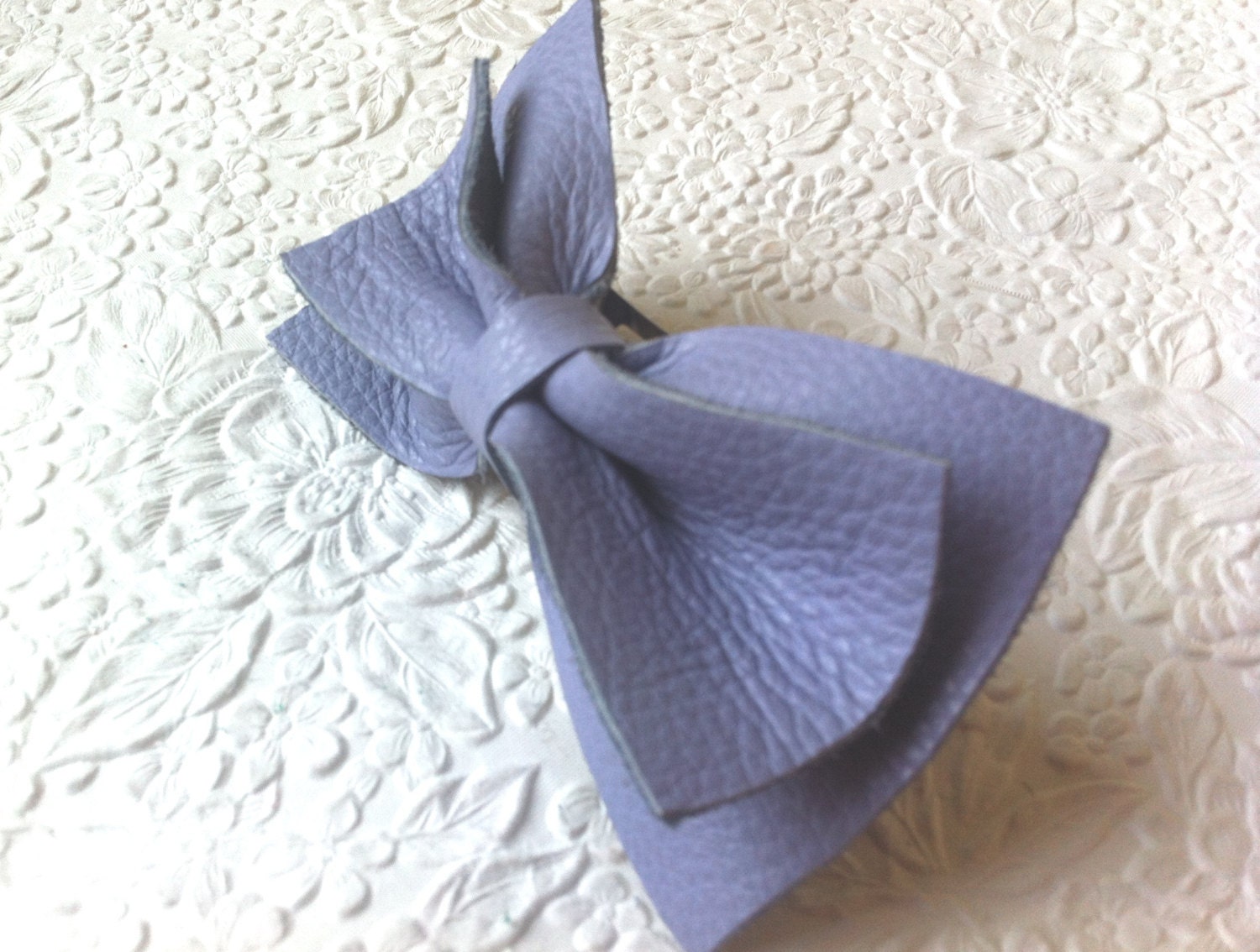 Periwinkle bow hair barrette ponytail holder  -  hair accessory all hair types