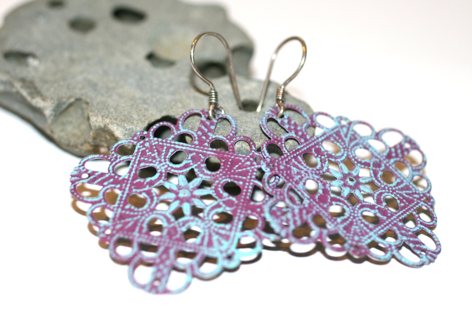 Carnival Faux Patina Filigree Sterling Silver Earrings