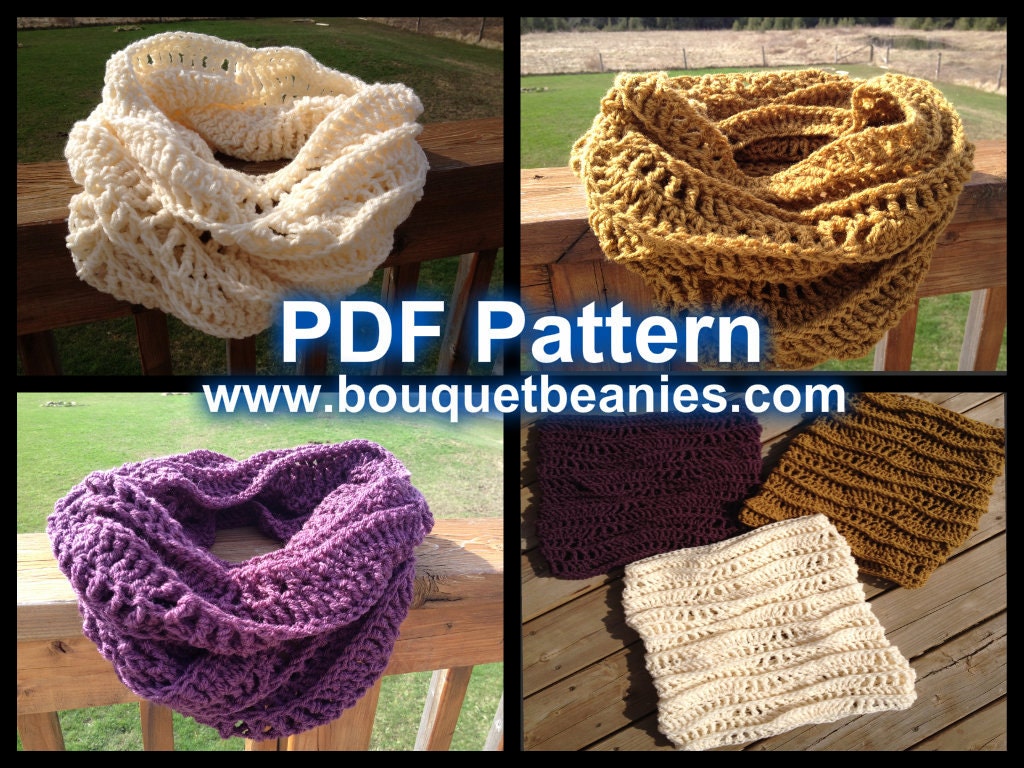 PDF Crochet Pattern - WAVY Cowl SCARF Crochet Pattern