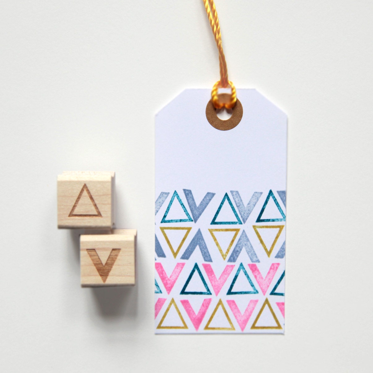 Mini Triangle and Arrow Rubber Stamps (Wood Mounted), Original Geometric Design Set of 2
