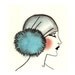 Art Deco Flapper Girl - Blue Pom Pom - 4 X 6 print
