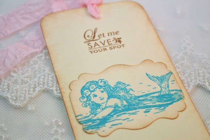 Mermaid Bookmark Party Shower Favor - You Choose Ribbon Color