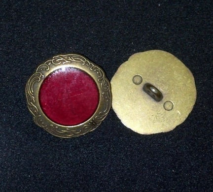 A pair of Beautiful Large Red and antique Brass vintage Italian Buttons....Solid and heavy