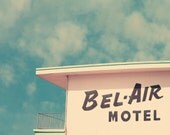 Jersey Shore summer vacation Vintage motel sign mad men pale pink painted sign motor hotel beach holiday - Bel-Air 8x10