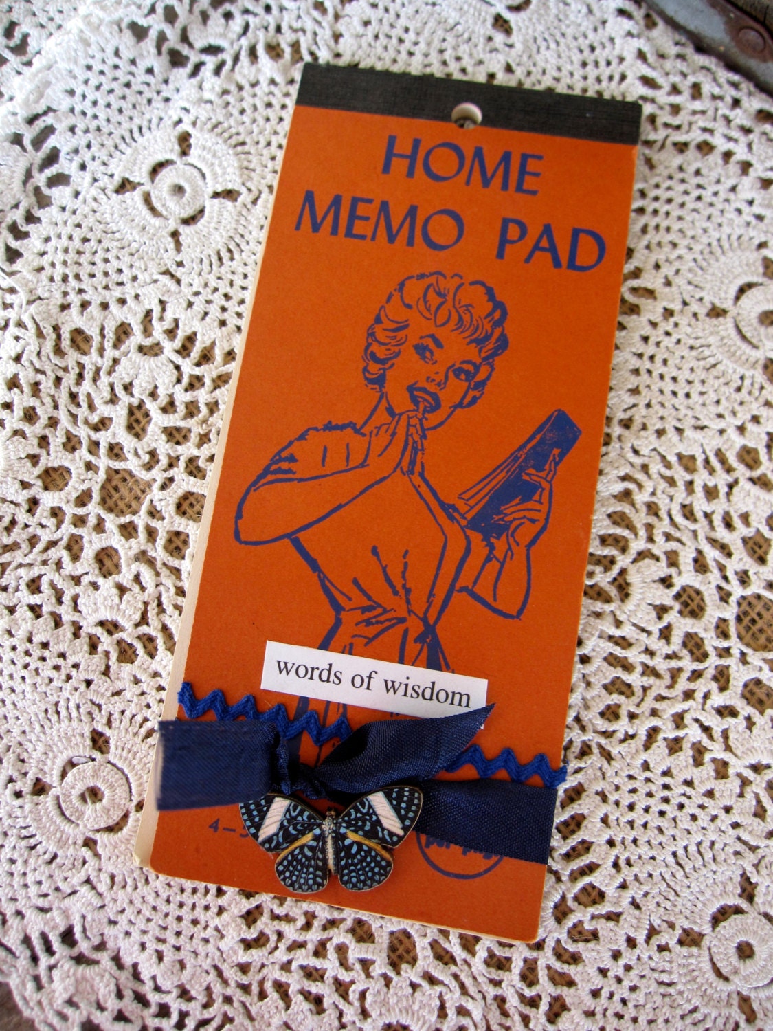 Vintage Book, Altered Book Orange, Blue, Retro, Mixed Media, Collage