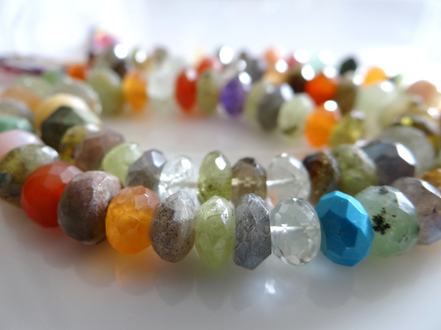 1/2 STRAND----Multi Gem Faceted Rondelles