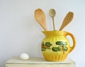 Antique Yellow Ware Roseville Pottery Landscape Pitcher