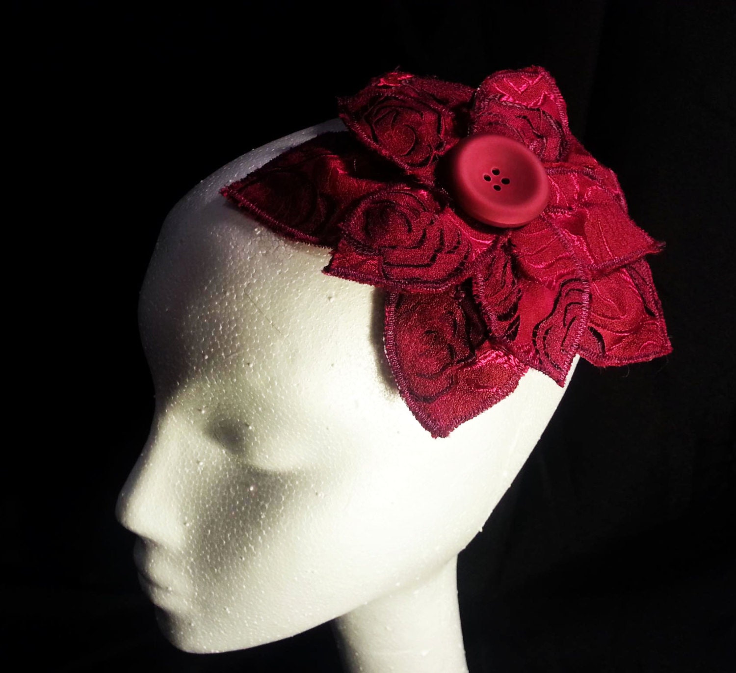 Oxblood Fascinator Christmas - Repurposed Fabric