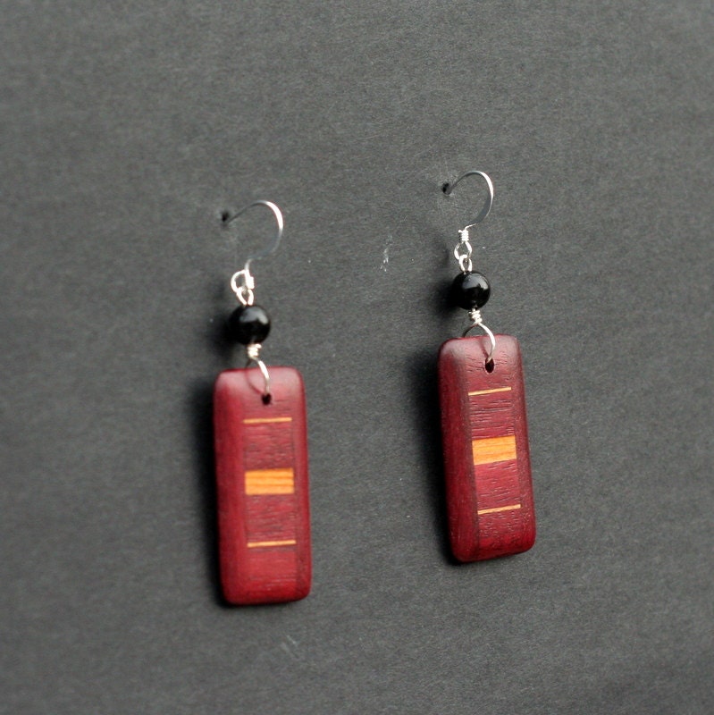 Purple Heart and Mahogany earrings  J130107