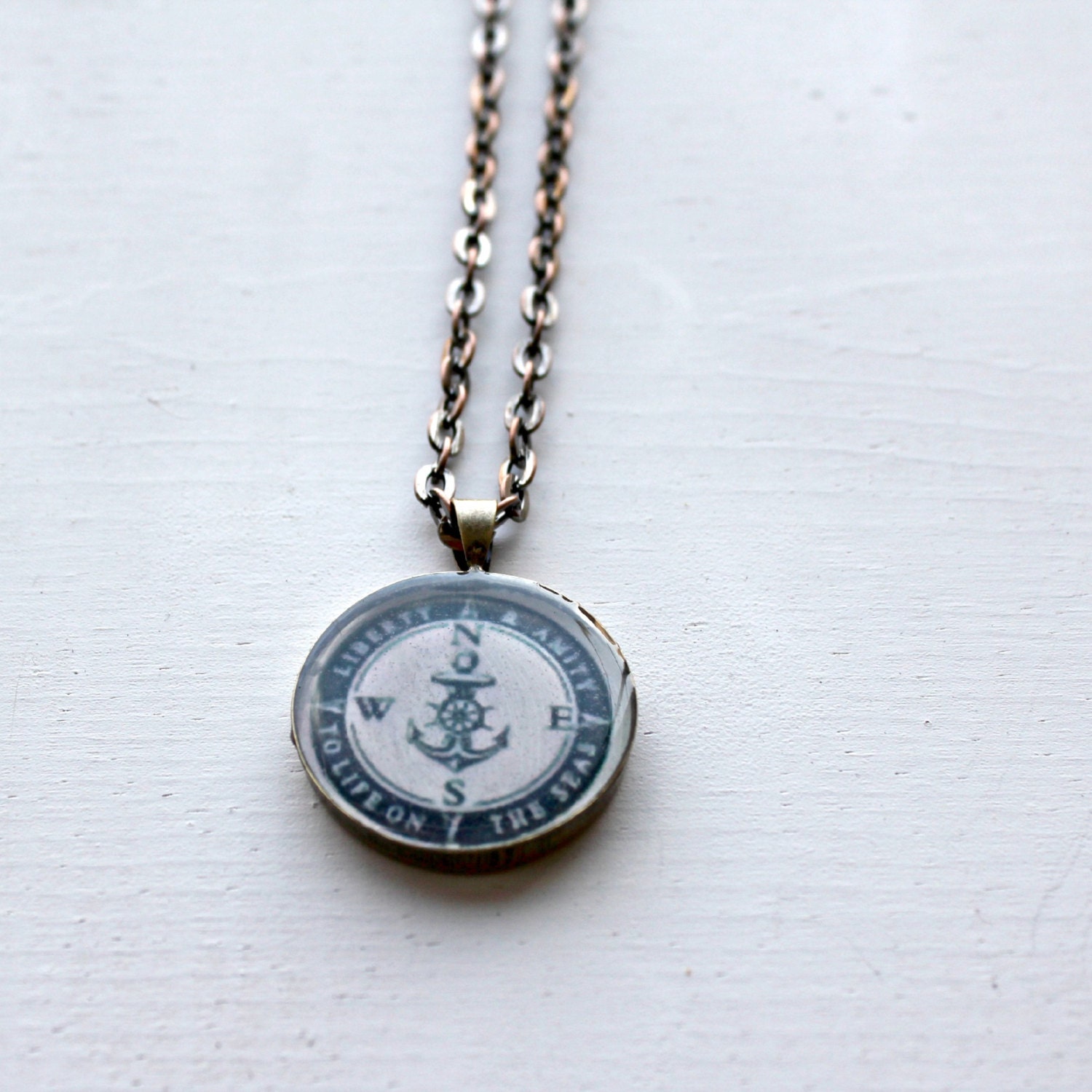 Vintage Nautical Style Anchor Compass Pendant by thebigcitybumpkin