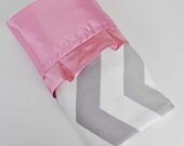 NEW LUXURIOUS  BLANKET.......Chevron minky print with soft silky satin and Ruffled trim......Comforting fabrics for baby