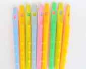 SALE  Vintage Miniature Plastic Flute  Set of 6 Trinket Cracker Jack Charm Prize Vending Toy Carnival