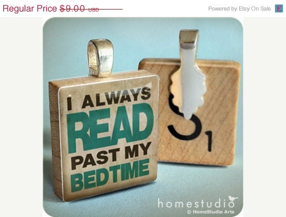 Moving Sale - BEDTIME : jewelry pendant charm made from a Scrabble game tile