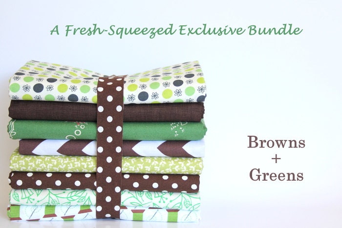 a fresh-squeezed exclusive fat quarter bundle (browns and greens)--misc. designers--8 pieces--2 yards total
