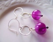Violet Lanterns....hammered sterling and blown glass earrings...handmade