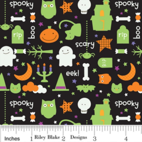 Black Trick or Treat Night - Clearance 3/4 Yard