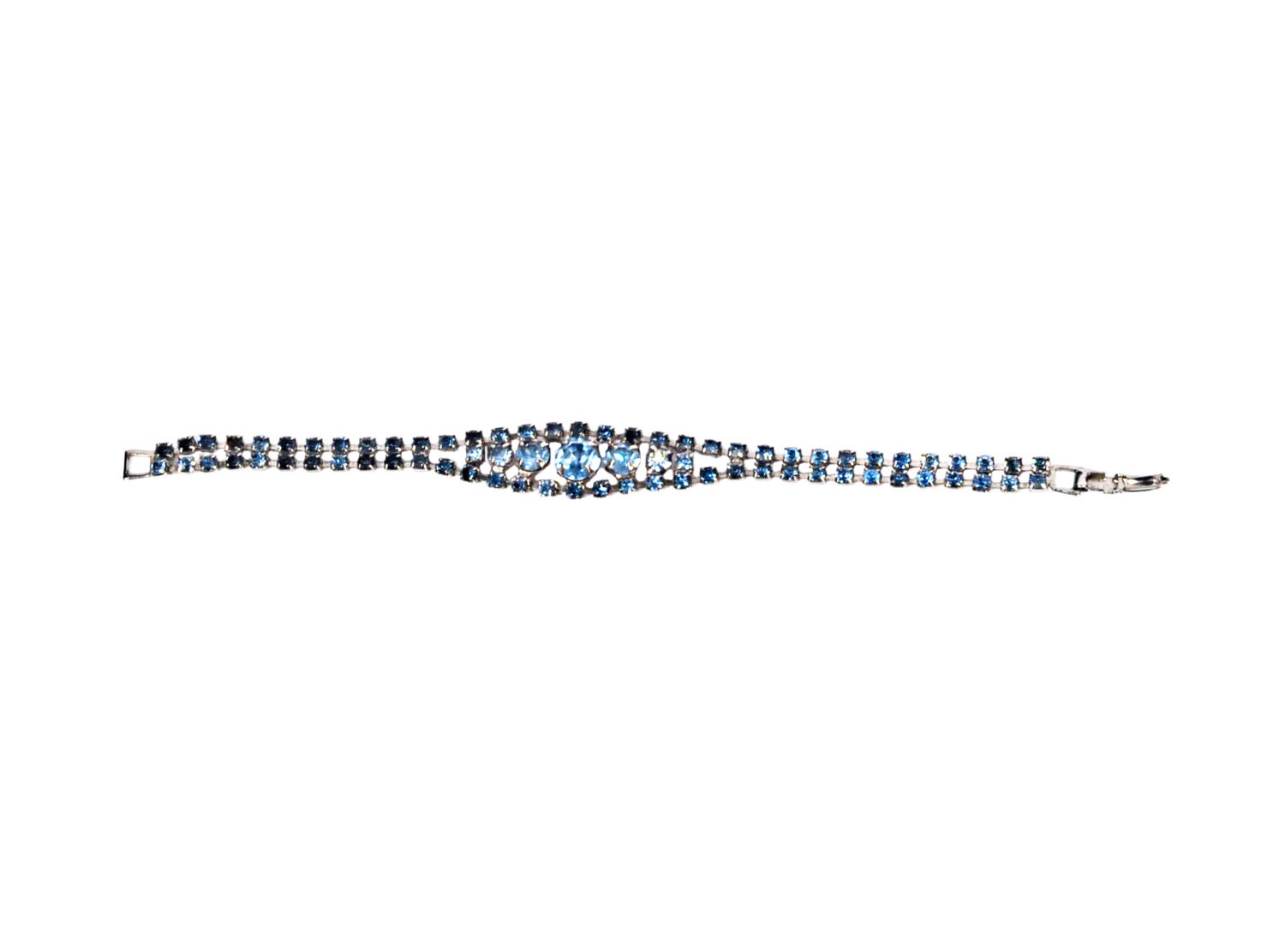 SALE Vintage 50s Baby Blue Rhinestone Bracelet Prong Set Sparkle Glamour