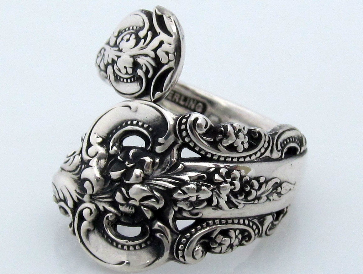 Spoon Ring All Sizes 4 To 8.5 Solid Sterling Silver Grand Baroque 1941 Demitasse Small Wrapped