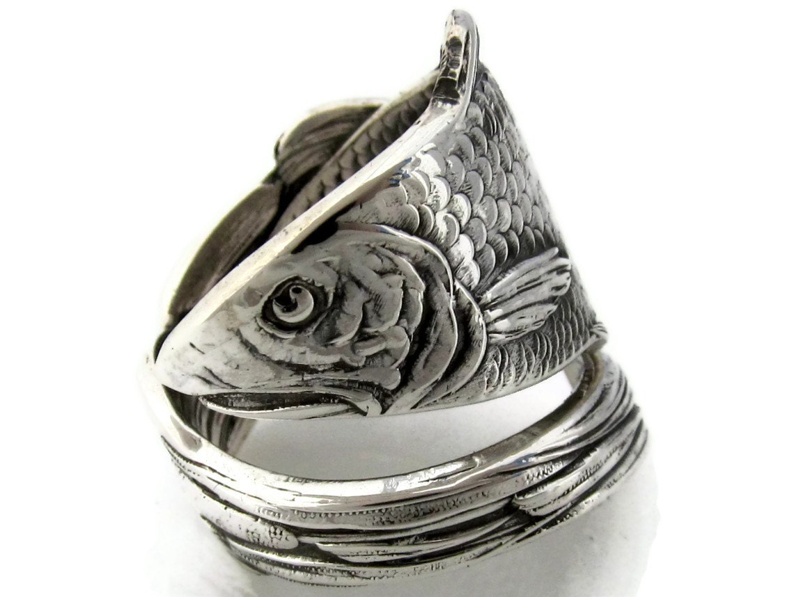 Only Fish in the Sea Wrapped Sterling Silver Spoon Ring Adjustable