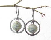 gray dangle earrings with lampwork glass beads and sterling silver