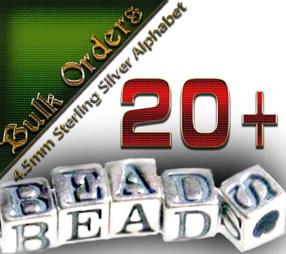 Sterling Silver Alphabet Block Bead 4.5mm