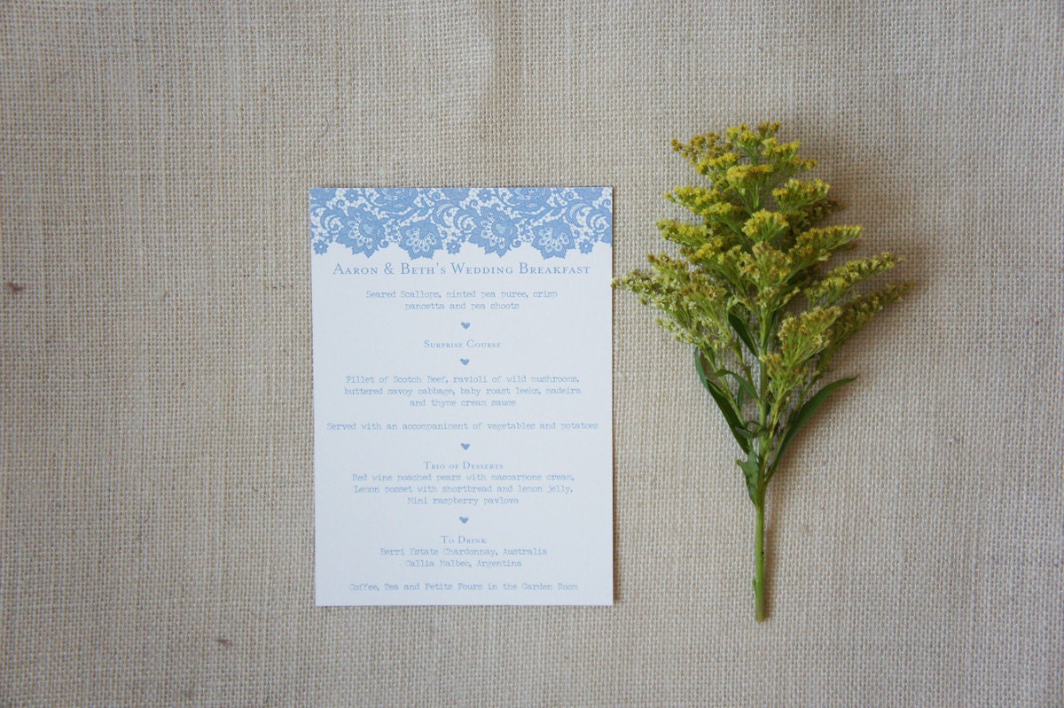 Rustic Lace Wedding Menus
