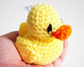 Yarn Duck Amigurumi: Crocheted Doris Duck Stuffed Toy in Lemon Yellow and Orange Washable Yarn - Handmade and Designed by The Silver Hook