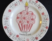 Hand Painted Personalized Birthday Plate - Pretty Pink Cupcake
