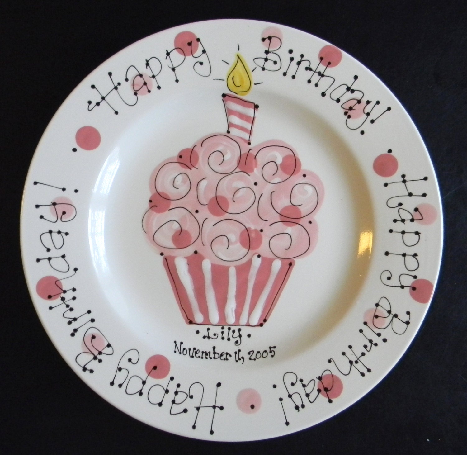Hand Painted Personalized Birthday Plate by cutiepatooties1