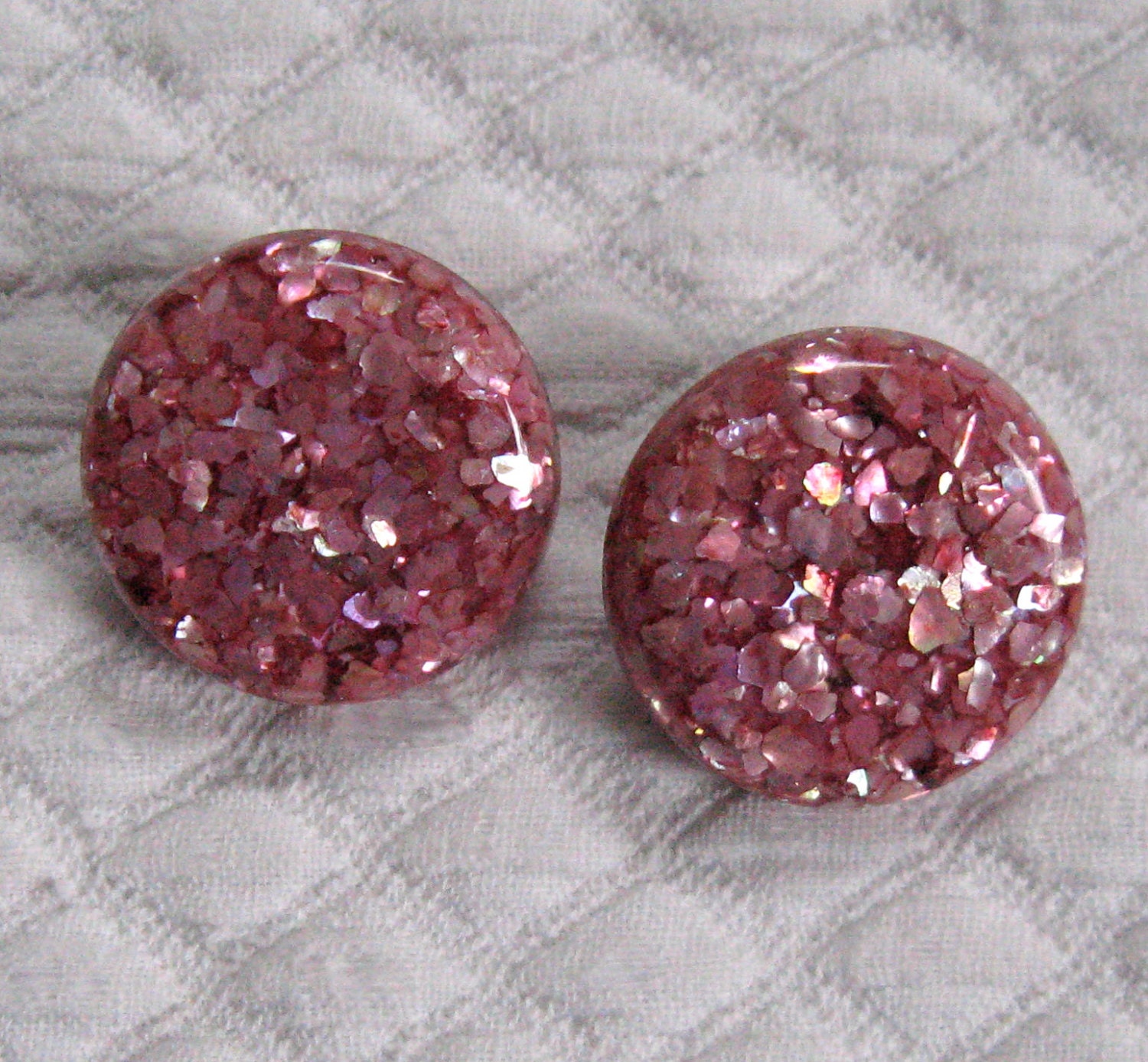 Vintage Pink CONFETTI LUCITE  EARRINGS 1960s
