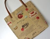 Canvas mini tote bag, Sweets in Beige