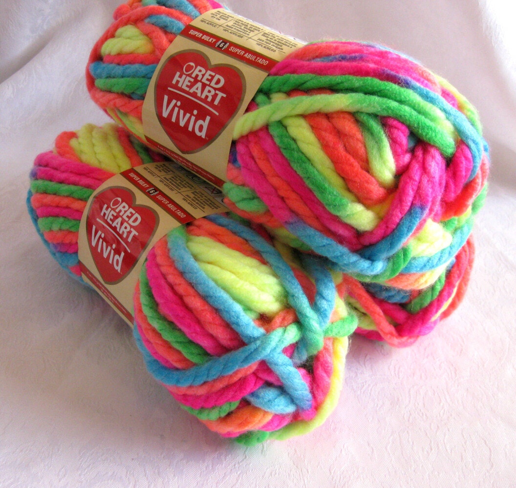 Red Heart VIVID yarn NEON MIX multicolored super by crochetgal