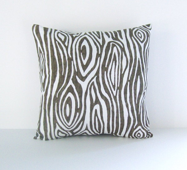Pillow Cover Brown Tree Willow Print Wood Grain Cotton Toss Decorative 20x20