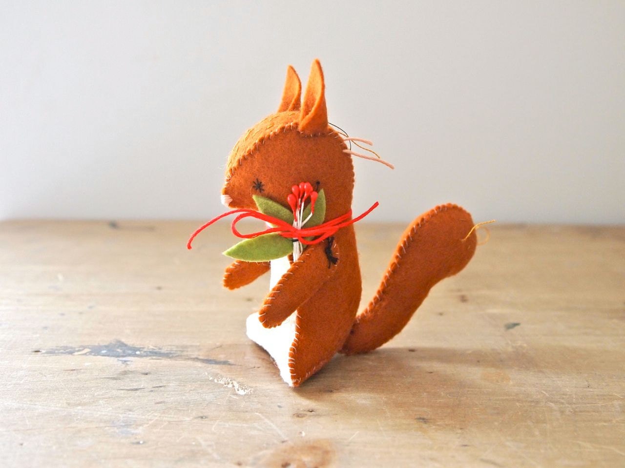 Felt Squirrel mini soft sculpture artists doll Sid the squirrel