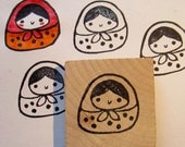Matrioshka hand carved rubber stamp - ready to be shipped