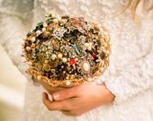 Bridal brooch bouquet BUTTERFLY - wedding keepsake made with vintage brooches, earrings and more