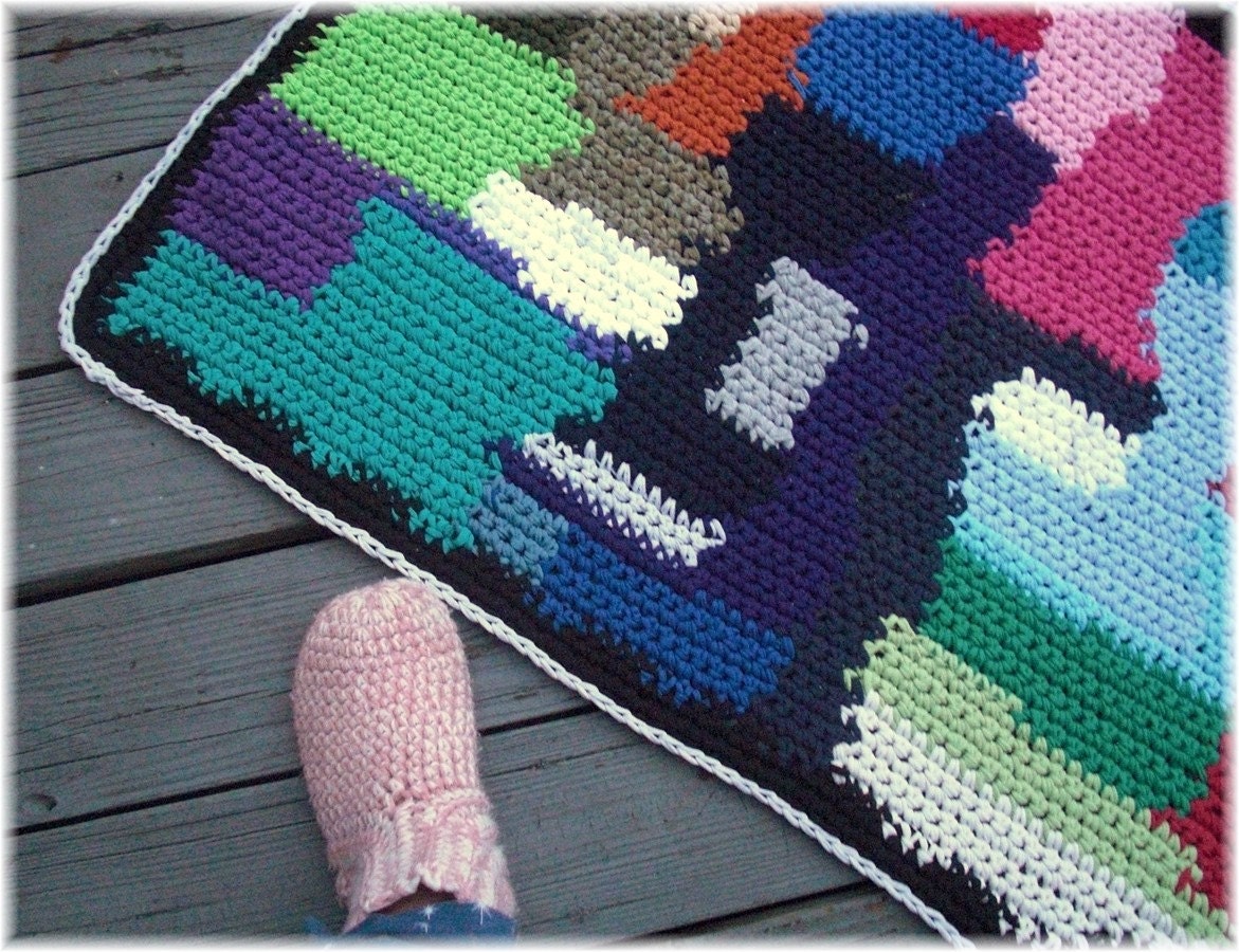 Rag Rug Abstract Multi Color Rectangle