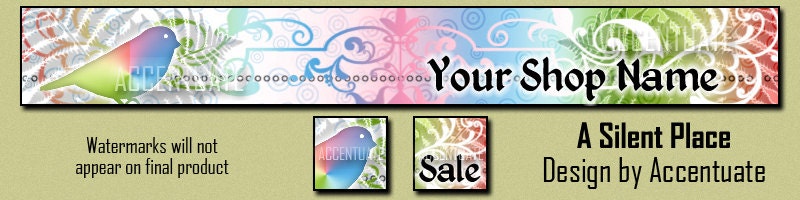 new -- A SILENT PLACE ------ Premade Etsy Shop Banner Avatar Set - One Of A Kind (ooak) & Fabulous - by Accentuate