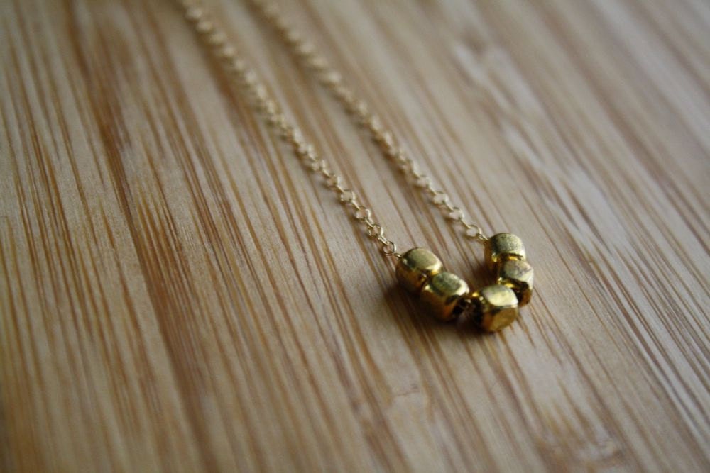 Geometric Bead Necklace,Thin Gold Necklace, Small Gold Necklace, Dainty Simple Modern